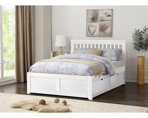 4ft6 Double Pentre 2 Drawer Storage White Finish Wood Bed Frame